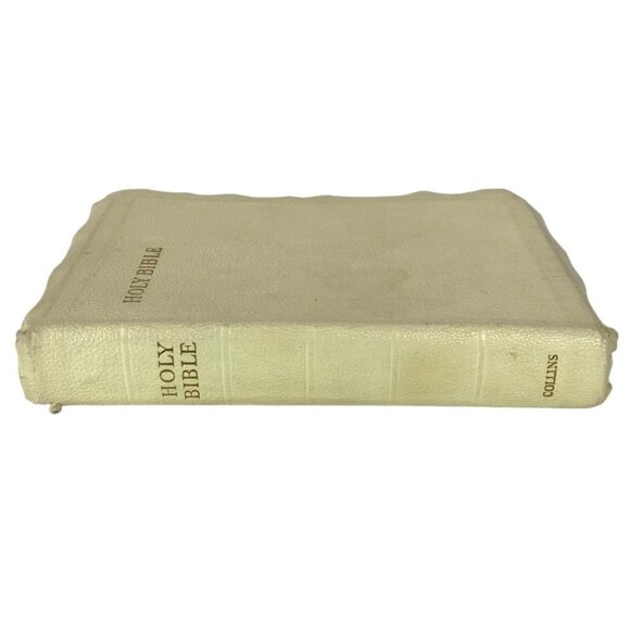 Holy Bible King James Version KJV Collins Press England White Faux Leather 1957 - Picture 2 of 16